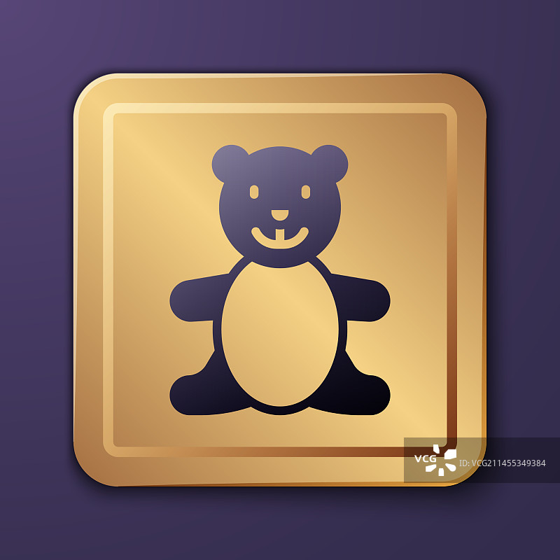 紫色泰迪熊毛绒玩具图标孤立上图片素材