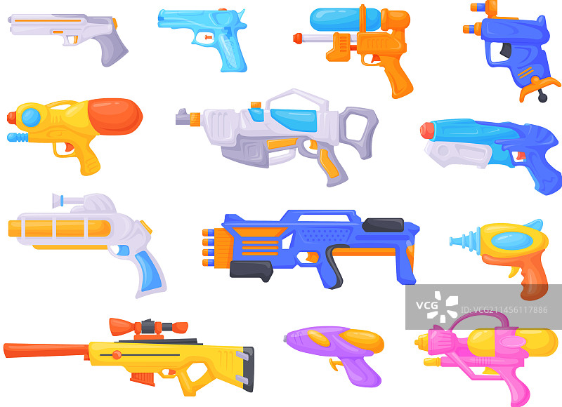 卡通玩具枪，未来的塑料武器图片素材