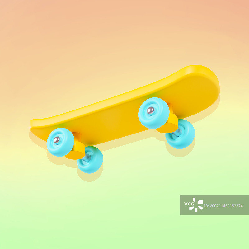 C4D立体彩色滑板运动项目插画图片素材