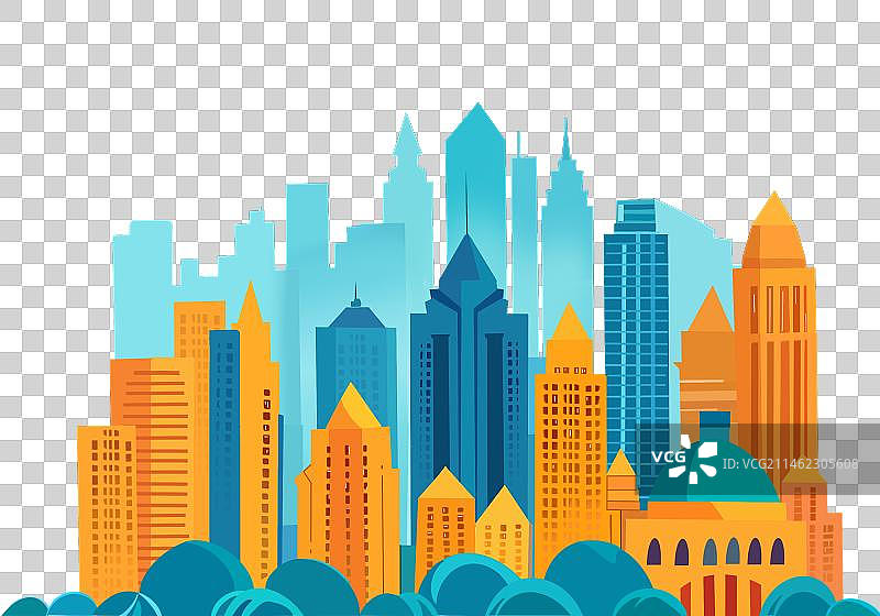 扁平风免抠城市绘本素材背景商业插画图片素材