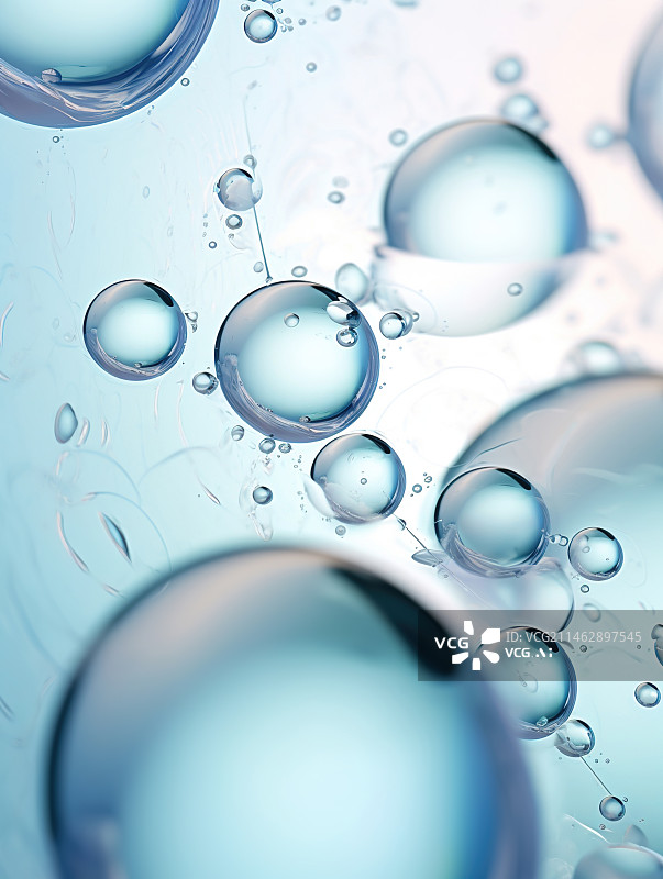 【AI数字艺术】蓝色精华液态泡泡背景图片素材