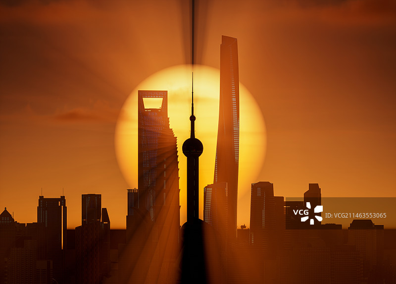 上海城市风光日出图片素材