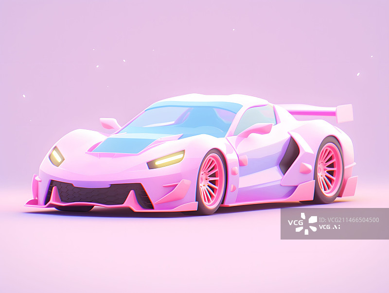 【AI数字艺术】3D直播打赏礼物粉色法拉利保时捷跑车图片素材