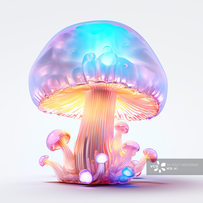 【AI数字艺术】3D造型蘑菇插画图片素材