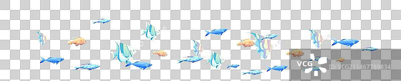 五颜六色的鱼游动着，清新卡通系列免扣元素图片素材