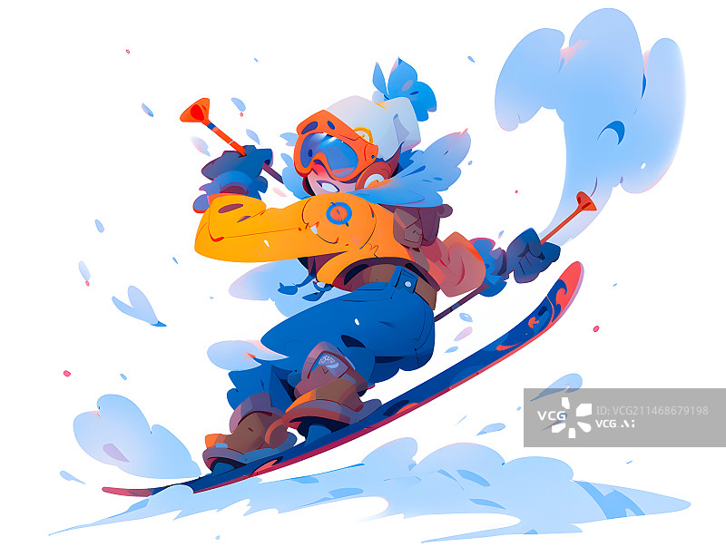 【AI数字艺术】滑雪插画图片素材