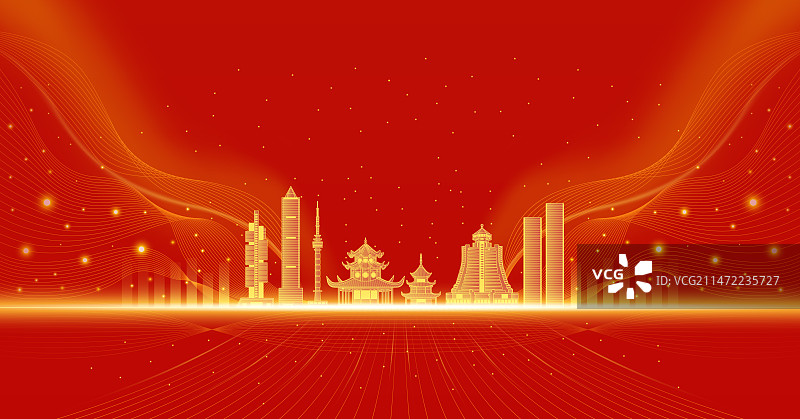 贵阳城市建筑红色庆典背景图片素材