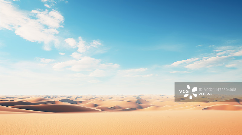 【AI数字艺术】蓝色天空下的沙漠背景插画图片素材