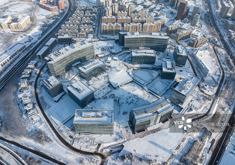 大连腾飞软件园雪景图片素材