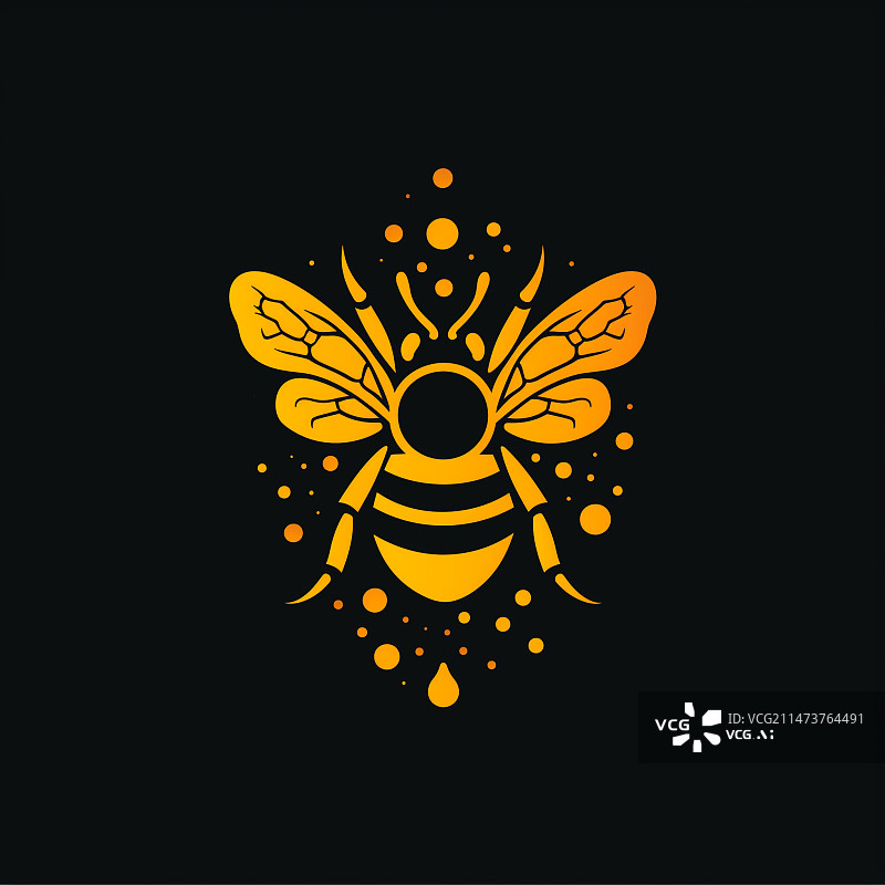【AI数字艺术】插图，插画，模版，海报，元素，平面设计，蜜蜂，logo设计，图标，抽象，简洁，动物，扁平风，标志图片素材