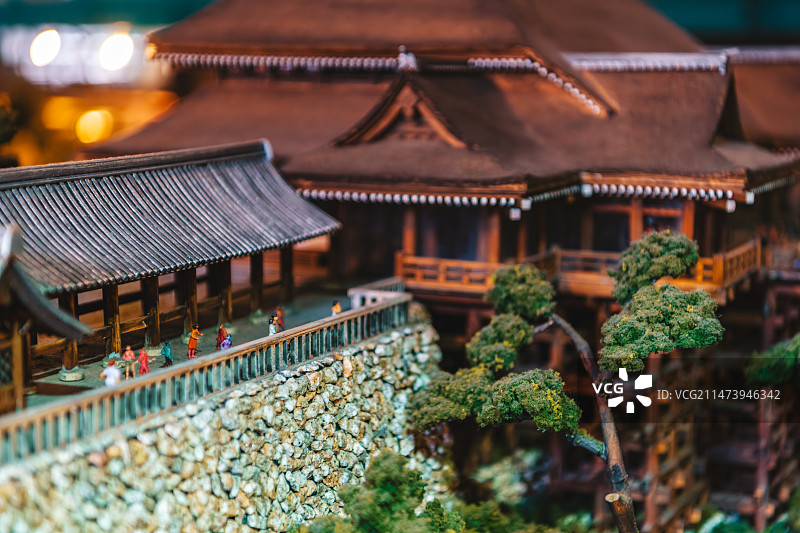 日本京都清水寺沙盘模型特写图片素材