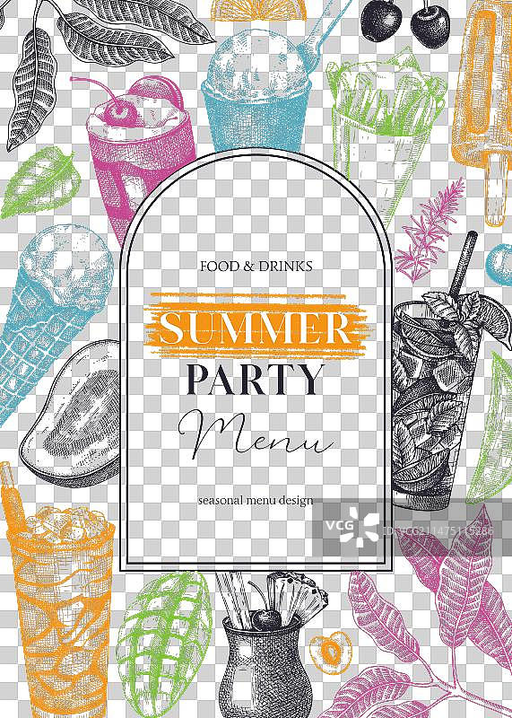 夏季派对传单设计无酒精饮料图片素材