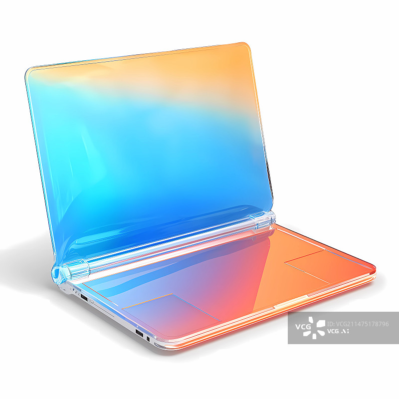 【AI数字艺术】彩色半透明酸性3D渐变笔记本电脑图片素材
