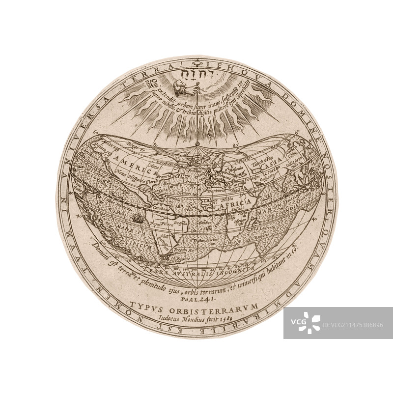 世界地图，1589年图片素材