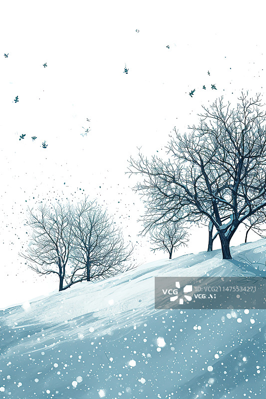 【AI数字艺术】雪地上的树林图片素材