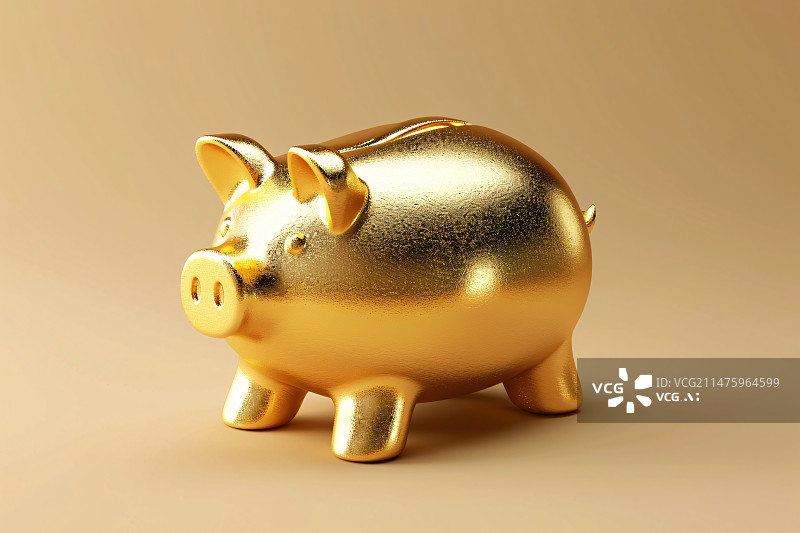 【AI数字艺术】金融理财概念的储蓄金币小金猪，经济财富概念插图图片素材