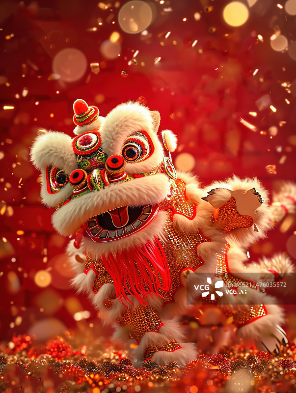 【AI数字艺术】中国节日舞狮子图片素材