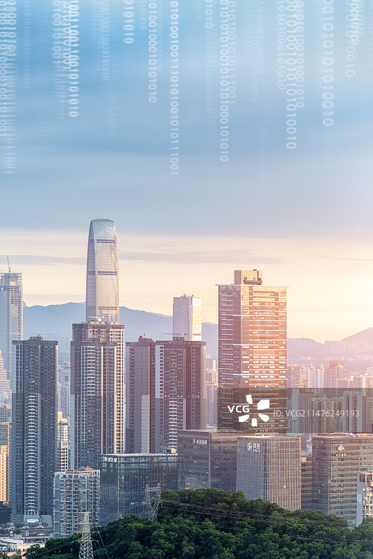 深圳城市风光和AI科技网络概念图片素材