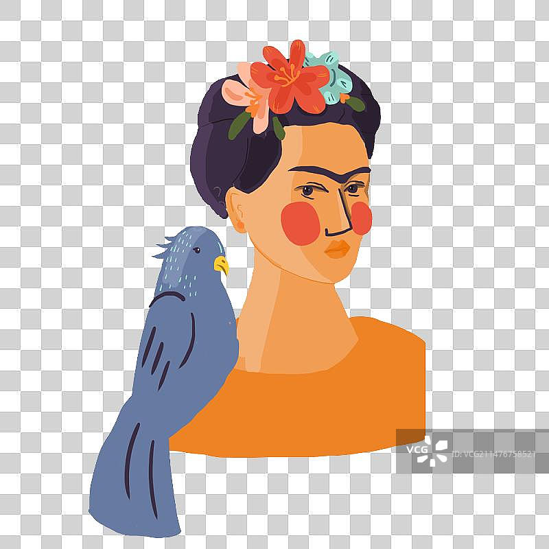 透明背景下女人肖像Frida图片素材