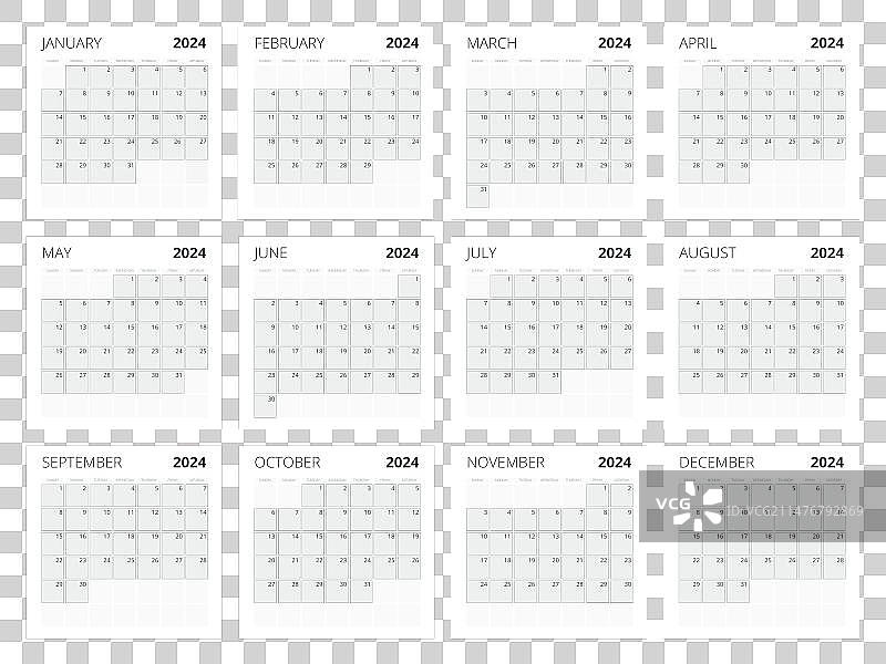 日历规划器为2024日历模板图片素材