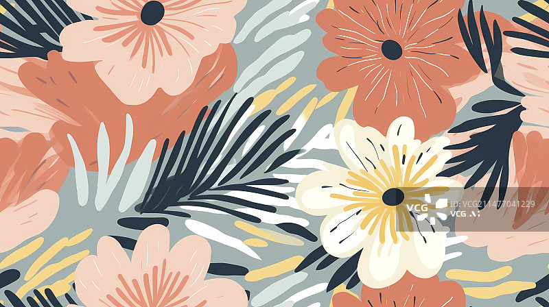 【AI数字艺术】数码柔和色调抽象花卉印花图案海报网页PPT背景图片素材