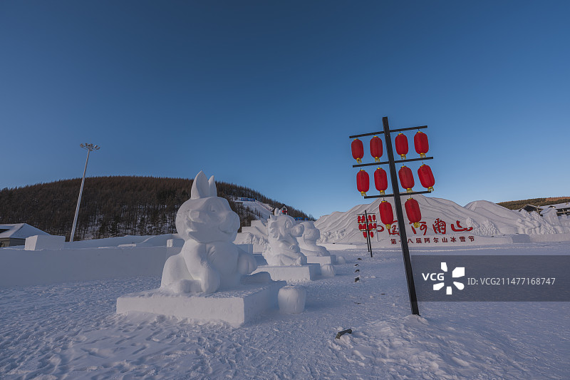 内蒙古阿尔山雪村冬季风光图片素材