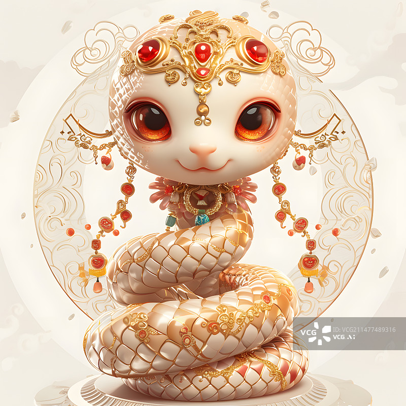 【AI数字艺术】可爱蛇年春节吉祥物图片素材