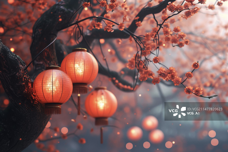 【AI数字艺术】中国新年的红灯笼图片素材