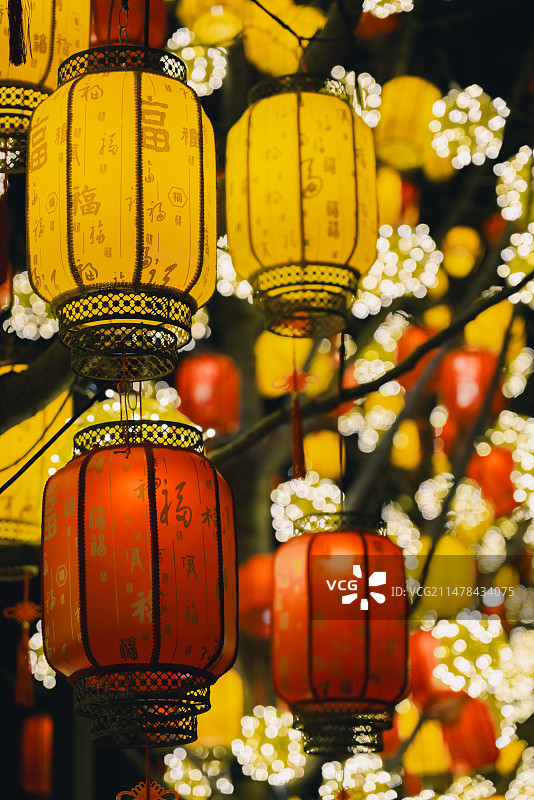 上海龙华寺新春张灯结彩图片素材