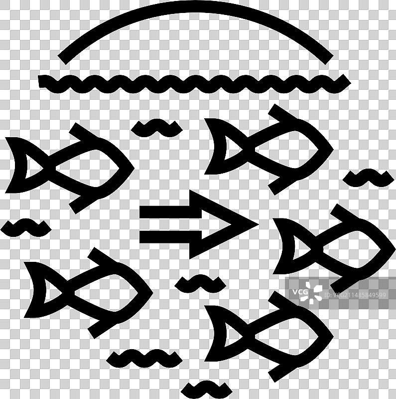 鱼类洄游水力发电线路图标图片素材