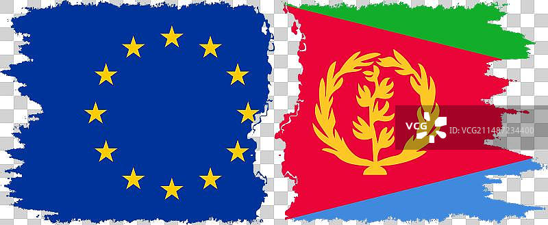 厄立特里亚与欧盟国旗的联系图片素材