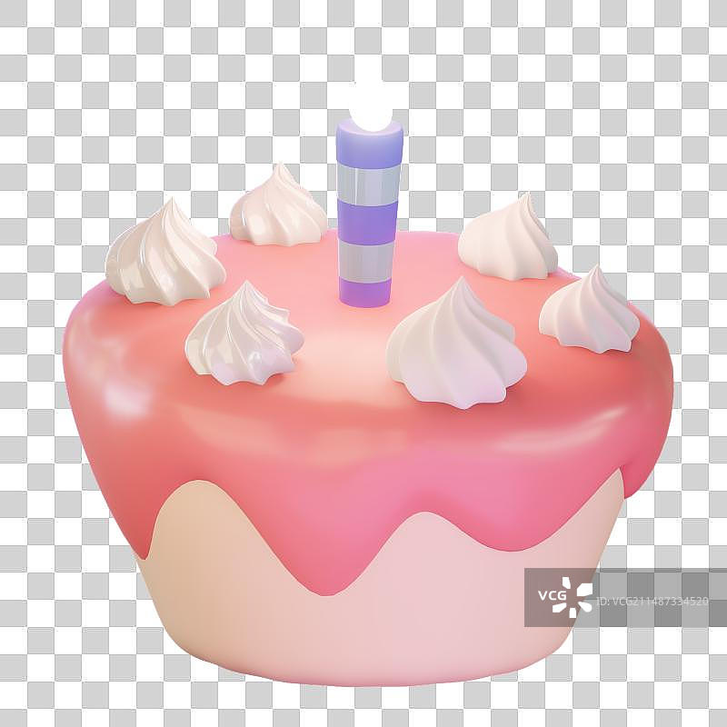 3D可爱简约粉色奶油小蛋糕图片素材