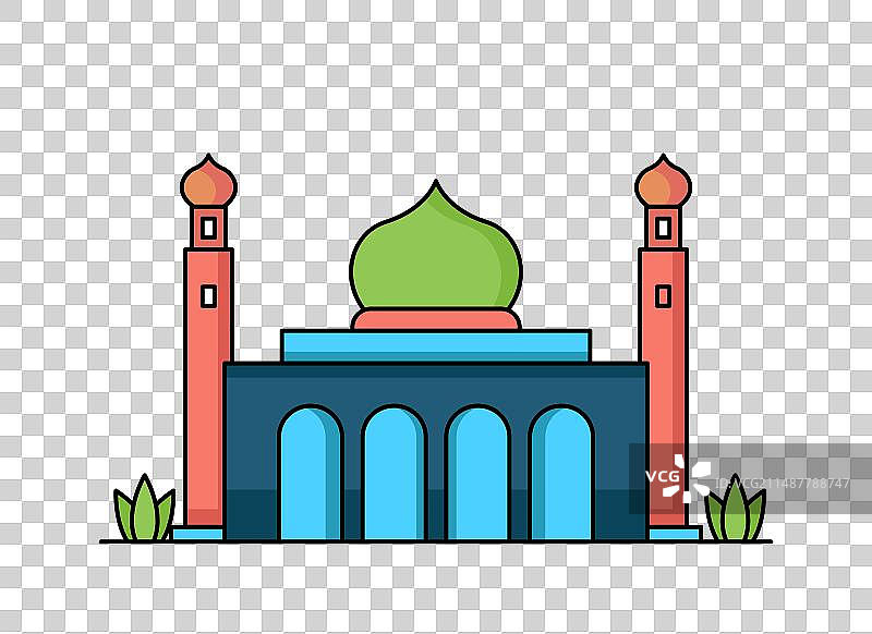 现代清真寺的平面轮廓图片素材
