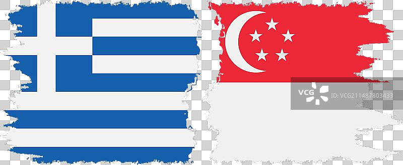 新加坡和希腊的旗连接图片素材