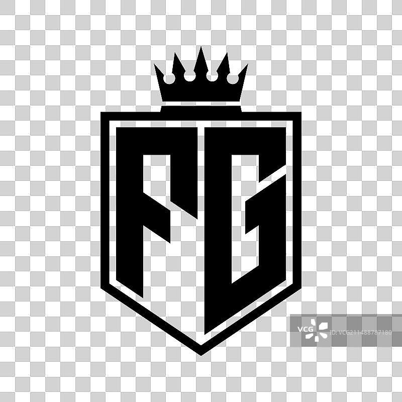 Fg标志字母组合粗体盾牌几何形状与图片素材
