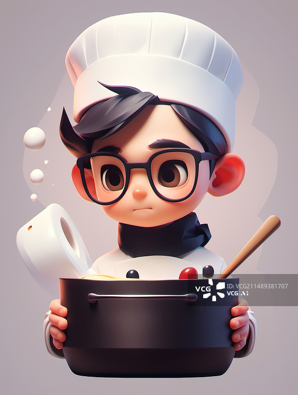 【AI数字艺术】3D渲染卡通厨师男孩图片素材