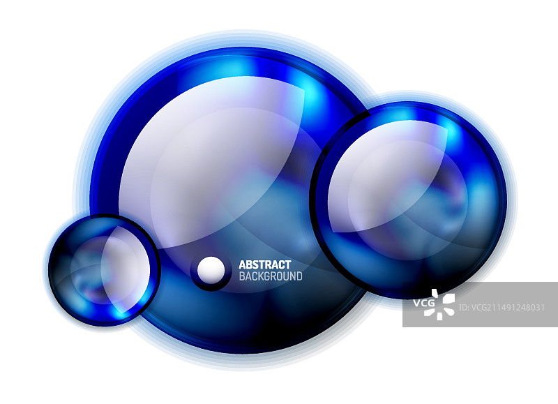 抽象蓝色玻璃圆横幅模板图片素材