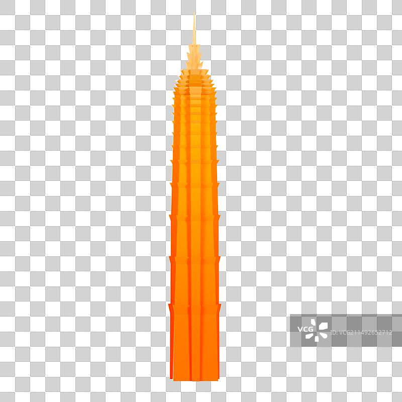 3D立体渐变橙色上海地标建筑上海金茂大厦元素图片素材