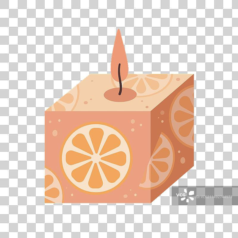 香薰燃烧蜡烛与柑橘补充图片素材