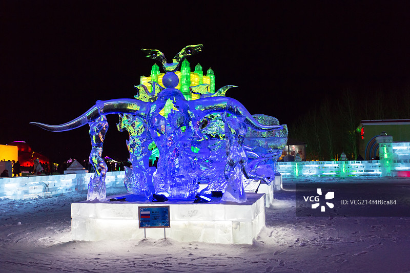 哈尔滨冰雪大世界夜景图片素材