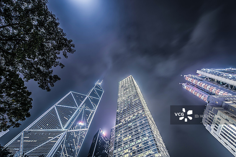 香港 夜晚的霓虹 办公楼 CBD图片素材