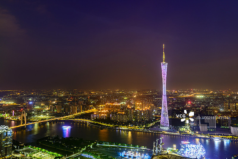 广州都市夜景广州塔图片素材