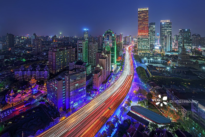 上海城市风光夜景全景图片素材