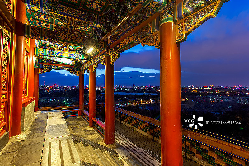 北京景山公园夜景图片素材