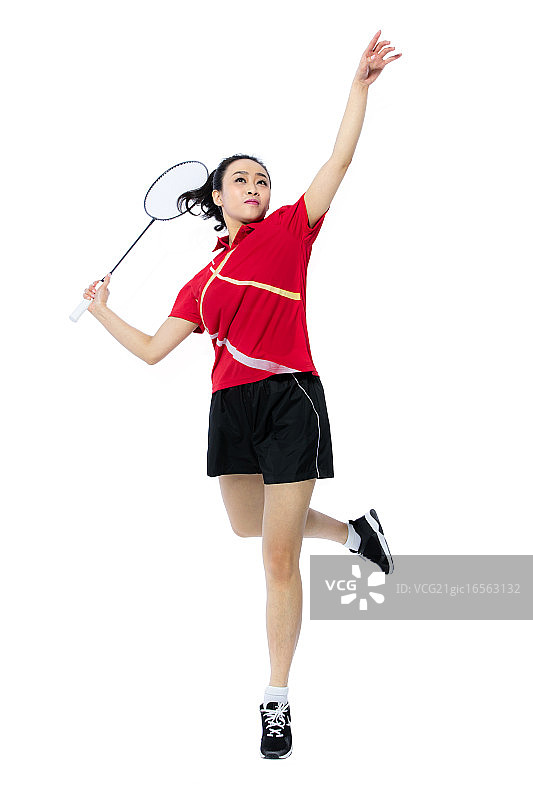 打羽毛球的女运动员图片素材