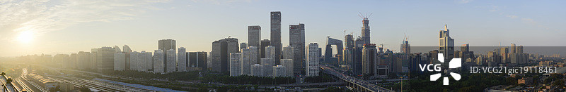 逆光下的北京CBD大幅全景图片素材