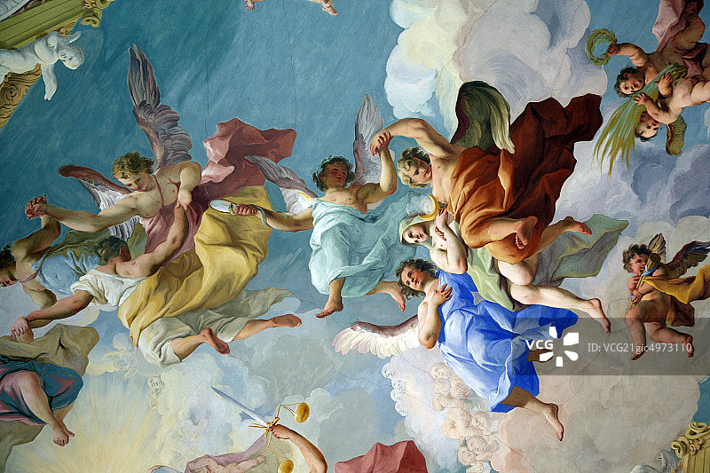奥地利瓦豪景区梅尔克修道院穹顶壁画图片素材