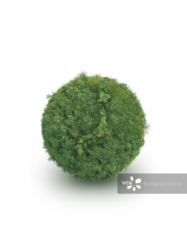 日本在一个由草和树叶组成的地球仪上图片素材