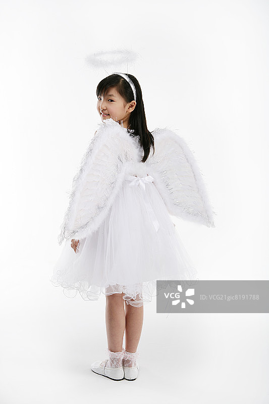 女孩(12-13岁)穿着仙女服装，画像，微笑图片素材