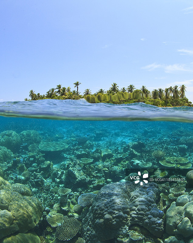 南胡瓦杜环礁，南马尔代夫，印度洋图片素材